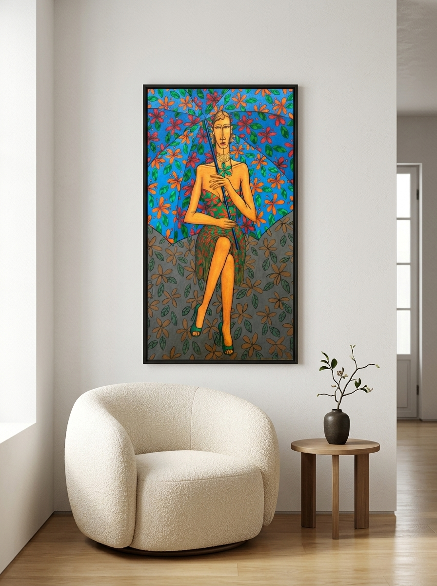 Mulher de Guarda-Chuva Azul (180x90cm) - AAS 4261 - mockup 1