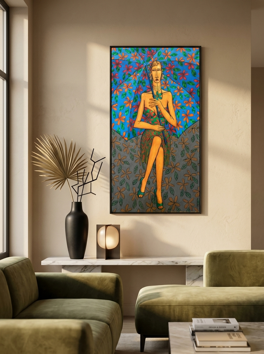 Mulher de Guarda-Chuva Azul (180x90cm) - AAS 4261 - mockup 2